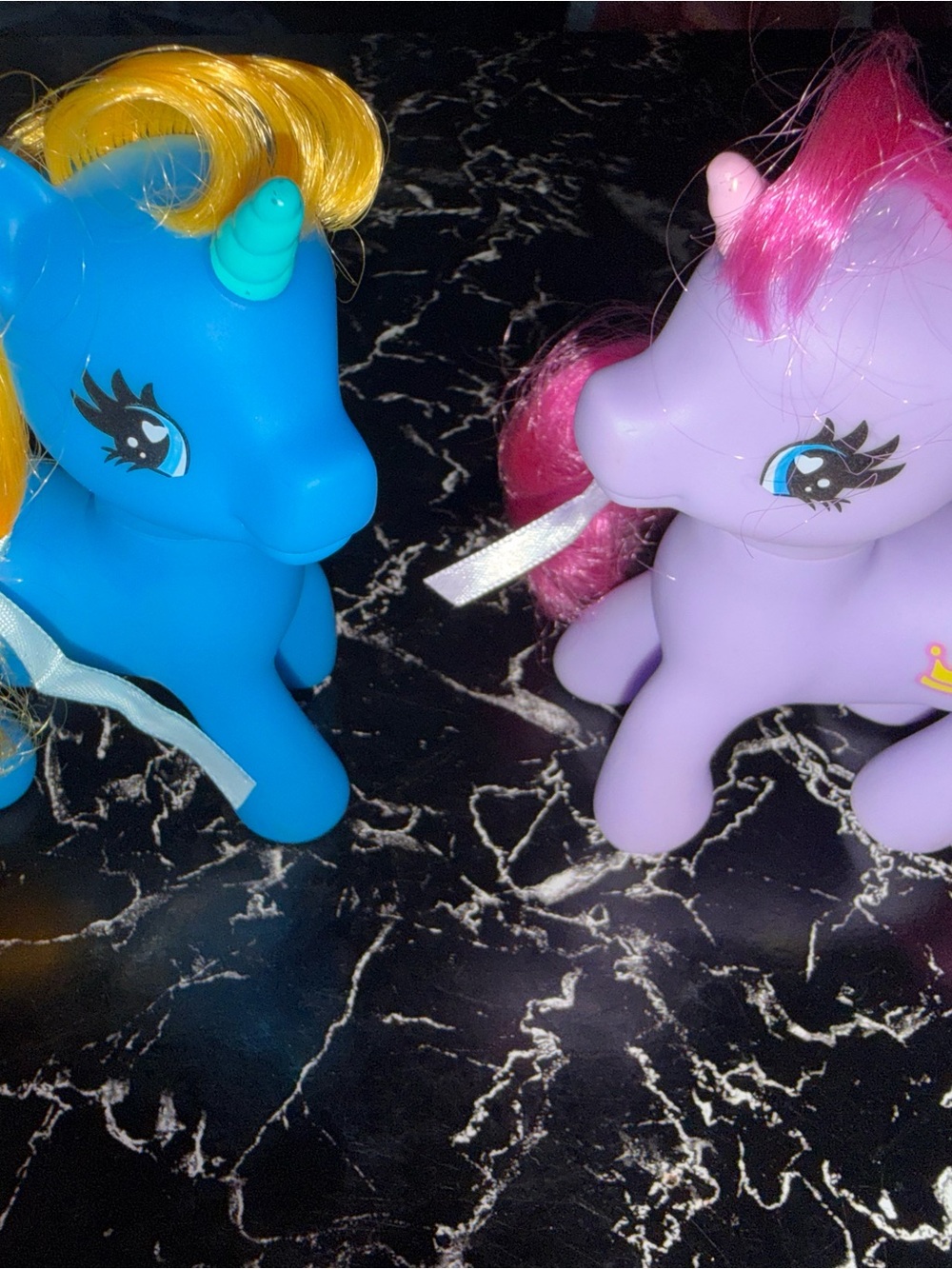 Mattel Blue and Purple Unicorn Toy Duo with Colorful Manes